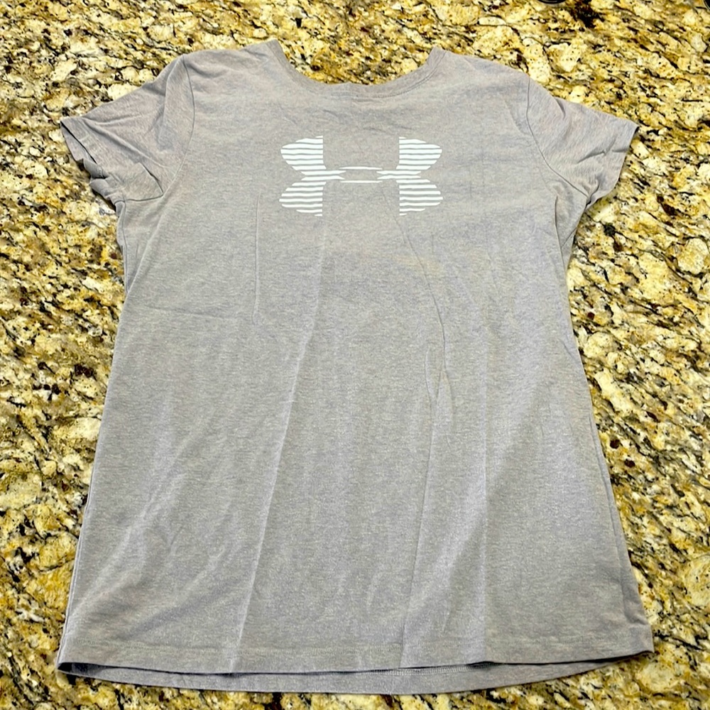 Grey and blue under armour shirt